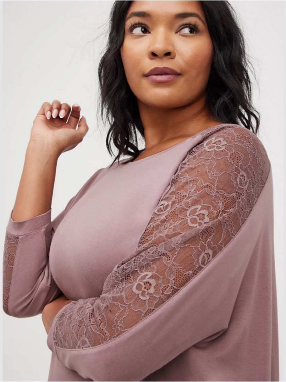 Torrid Women’s 2 2Xl Super Soft Knits Lace Sleeve Stretch Blouse Top Shirts NWT